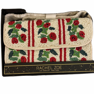 Rachel Zoe Floral Beaded Clutch - Cream and Red NWT in box